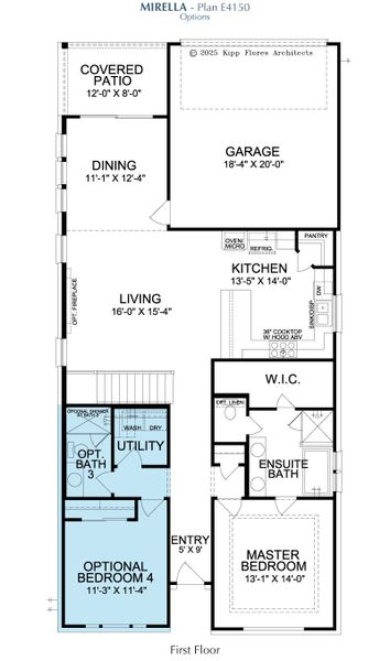 2D floor plan layout for the Mirella by Landon Homes in Fields - East Village, Frisco, TX (Image 6). 2D floor plan layout for the Mirella by Landon Homes in Fields - East Village, Frisco, TX (Image 6).