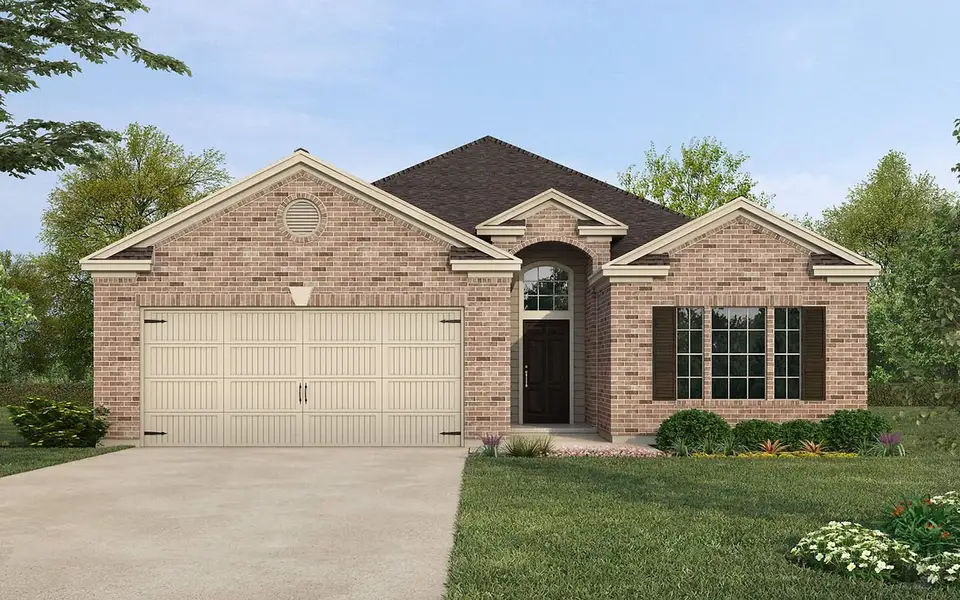 Representative exterior photo of a completed home built from the Grayson by Kendall Homes in Rose Hill Estates, Willis, TX (Image 5).
