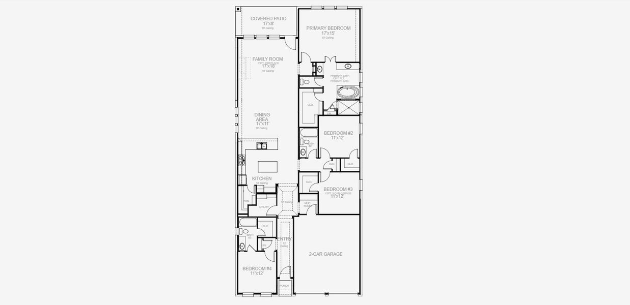 2D floor plan layout for the 2169W by Perry Homes in Trinity Falls At Province Woods 45', McKinney, TX (Image 5).