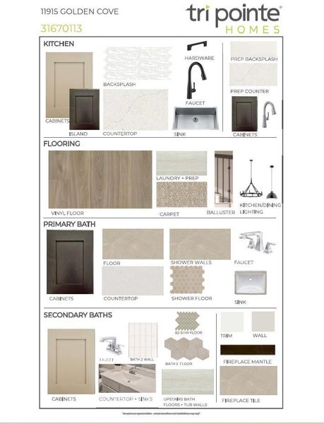 Sample of building materials used in homes in Sienna 80′, Missouri City (Image 9).