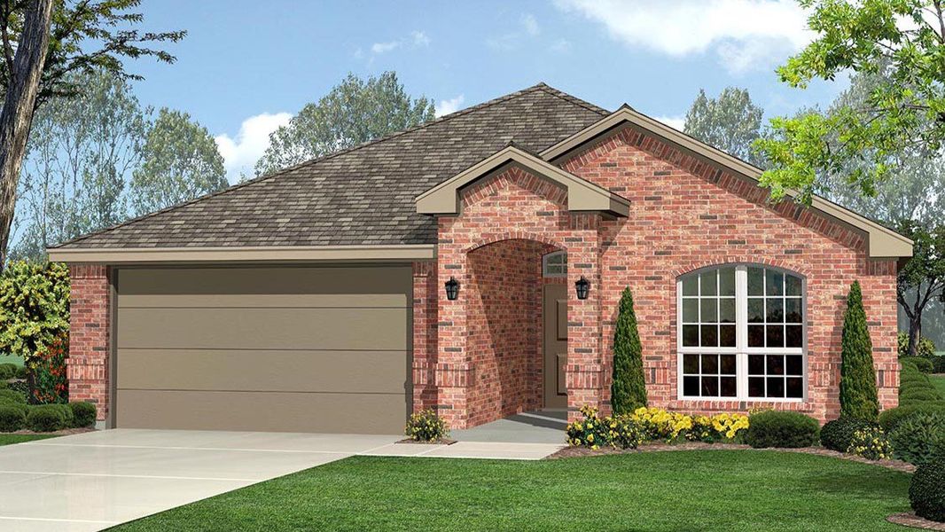 Front exterior of a new home in Homestead at Parks Bell Ranch, Odessa, TX, highlighting curb appeal (Image 17).