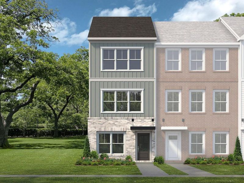 Front exterior of a new home in Magnolia Grove, Mableton, GA, highlighting curb appeal (Image 1). Front exterior of a new home in Magnolia Grove, Mableton, GA, highlighting curb appeal (Image 1).