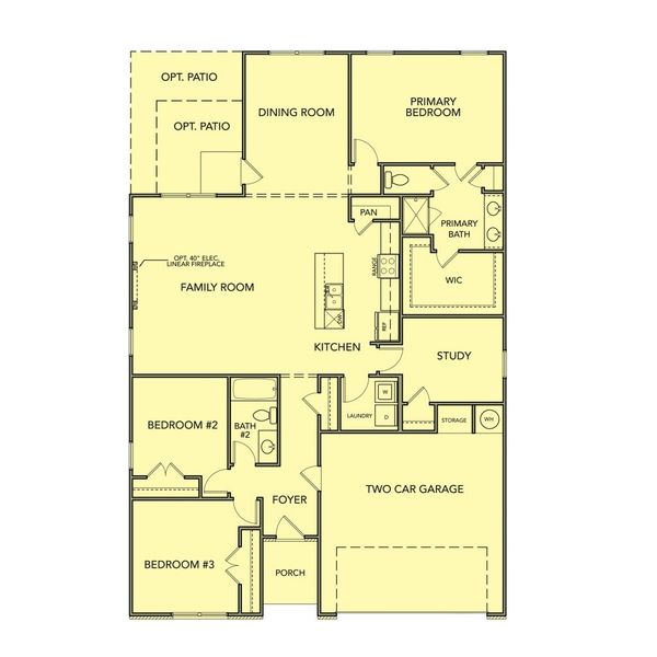 2D floor plan layout for the Hawthorne by Kerley Family Homes in Meadow Pines, Dallas, GA (Image 4). 2D floor plan layout for the Hawthorne by Kerley Family Homes in Meadow Pines, Dallas, GA (Image 4).