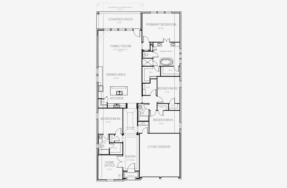 2D floor plan layout for the 2504W by Perry Homes in Juniper Springs 50', Lockhart, TX (Image 4).