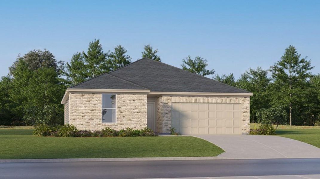 Front exterior of a new home in Monarch Landing: Classic Collection, Needville, TX, highlighting curb appeal (Image 1). Front exterior of a new home in Monarch Landing: Classic Collection, Needville, TX, highlighting curb appeal (Image 1).