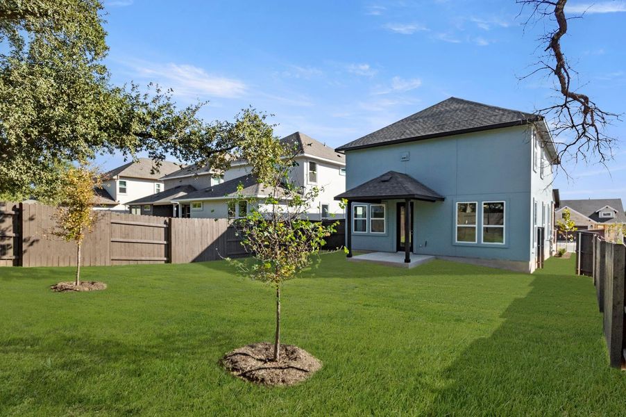 Exterior details and patio area of a home in Clear Creek, Round Rock (Image 21).
