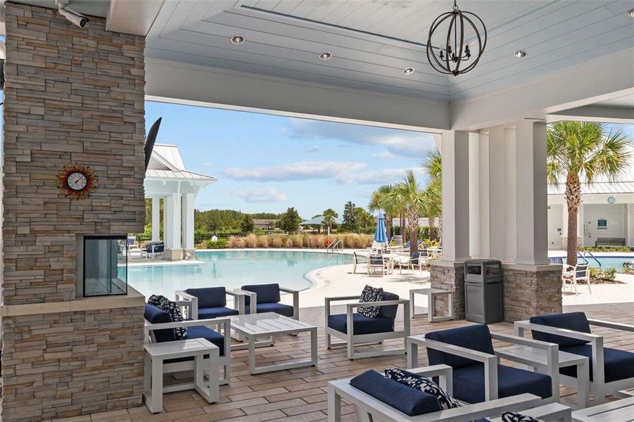 Covered outdoor seating for year-round enjoyment.