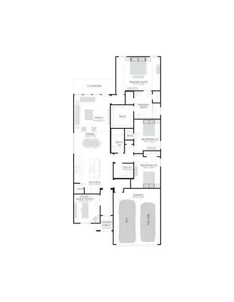 2D floor plan layout of this home in Prairie Winds, Hutto, TX (Image 4).