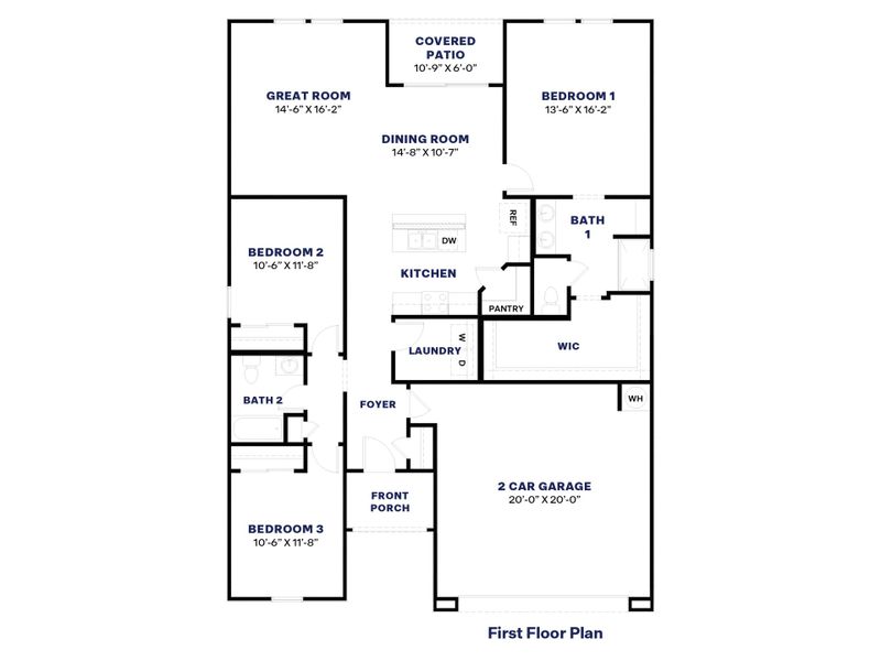 2D floor plan layout for the Denton by D.R. Horton in Carlton Commons, Casa Grande, AZ (Image 3). 2D floor plan layout for the Denton by D.R. Horton in Carlton Commons, Casa Grande, AZ (Image 3).