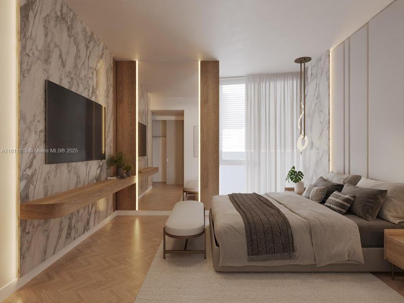 Furnished interior view inside a new home in Aston Martin Residences, Miami (Image 3).