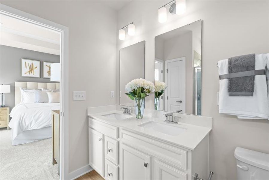 Representative furnished interior of a home built from the Mendelssohn by Ryan Homes in Stowe Branch Townhomes, Charlotte (Image 11).
