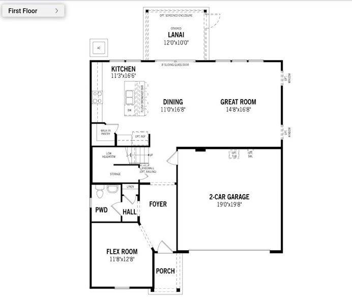 2D floor plan layout of this home in Sandridge Hills, Green Cove Springs, FL (Image 3).