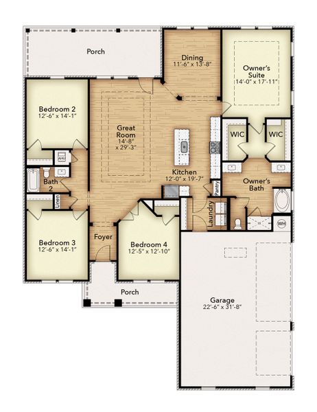 2D floor plan layout for the The Sapphire Estate by Herbst Homes in Walther Reserve, Milton, FL (Image 5).