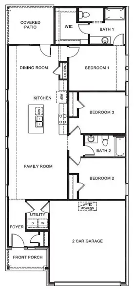 2D floor plan layout of this home in Monarch at the Meadows, Ponder, TX (Image 2).