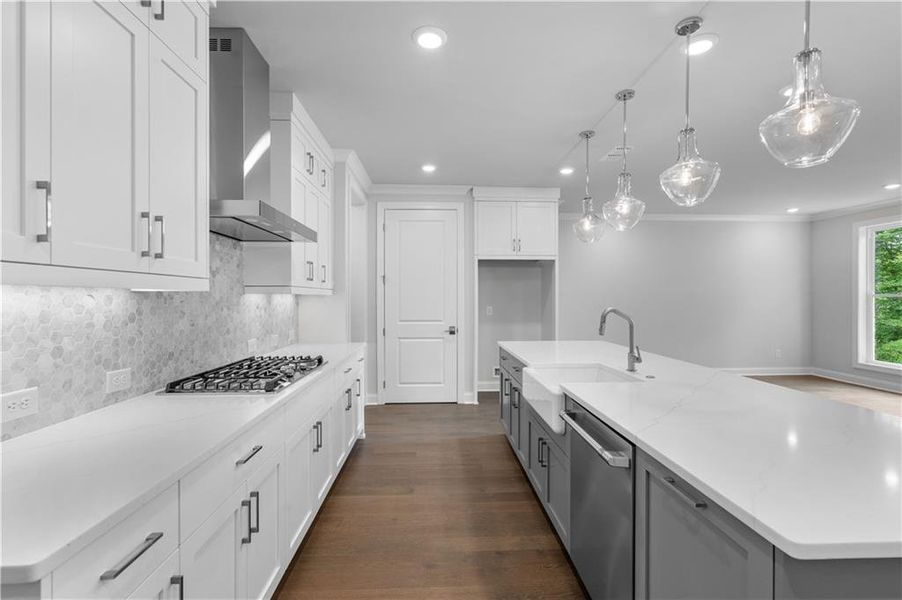 Furnished interior view inside a new home in Ward's Crossing Townhomes, Johns Creek (Image 6). Furnished interior view inside a new home in Ward's Crossing Townhomes, Johns Creek (Image 6).