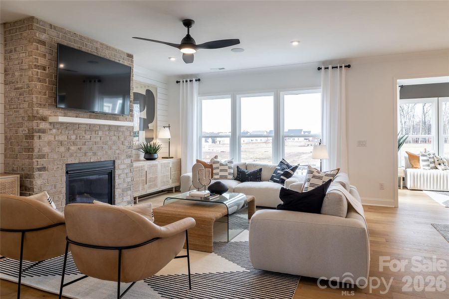 Not actual home. Photos of Riverton plan model home.