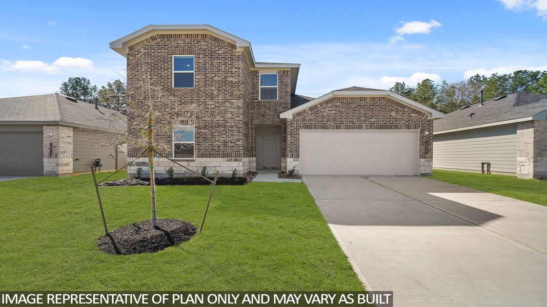 Representative exterior photo of a completed home built from the Midland by D.R. Horton in Grand Pines, Magnolia, TX (Image 18). Representative exterior photo of a completed home built from the Midland by D.R. Horton in Grand Pines, Magnolia, TX (Image 18).