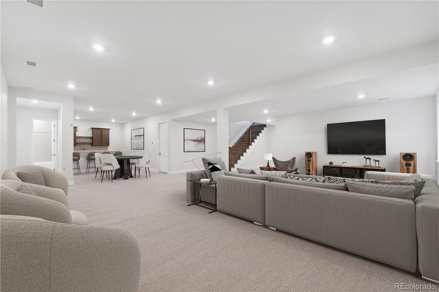 Furnished interior view inside a new home in Retreat at The Canyons, Castle Pines (Image 7). Furnished interior view inside a new home in Retreat at The Canyons, Castle Pines (Image 7).