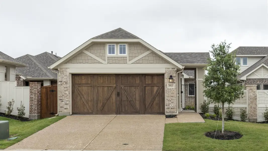 Representative exterior photo of a completed home built from the Aston Park by Pacesetter Homes in Keeneland, Aubrey, TX (Image 1). Representative exterior photo of a completed home built from the Aston Park by Pacesetter Homes in Keeneland, Aubrey, TX (Image 1).