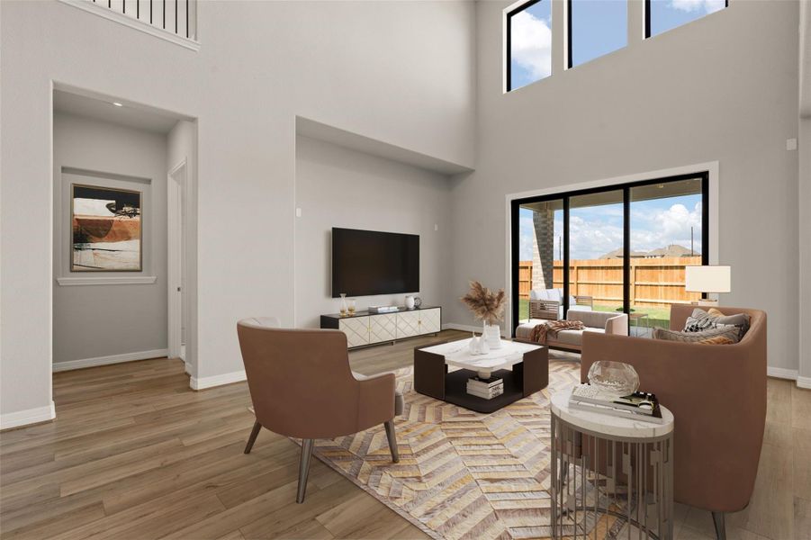 Sliding glass door leading to the patio allows for seamless indoor/outdoor entertaining. representative photo.