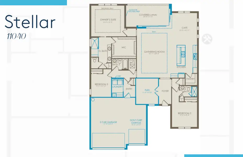 2D floor plan layout of this home in BeachWalk by Manasota Key, Englewood, FL (Image 2).