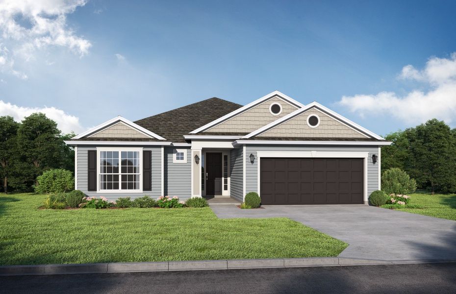 Representative exterior photo of a completed home built from the Fairview by SEDA New Homes in Sandy Ridge, Yulee, FL (Image 4). Representative exterior photo of a completed home built from the Fairview by SEDA New Homes in Sandy Ridge, Yulee, FL (Image 4).