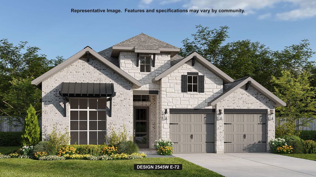 Representative exterior photo of a completed home built from the 2545W by Perry Homes in Lariat 50', Liberty Hill, TX (Image 2).