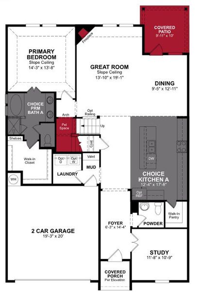 2D floor plan layout of this home in The Villages of Hurricane Creek, Anna, TX (Image 3).