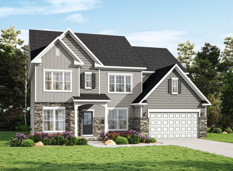 Representative exterior photo of a completed home built from the Statesville by Caruso Homes in Sauls Landing, Zebulon, NC (Image 31). Representative exterior photo of a completed home built from the Statesville by Caruso Homes in Sauls Landing, Zebulon, NC (Image 31).