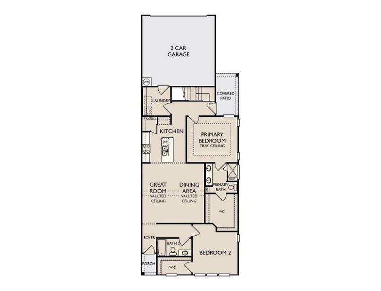 2D floor plan layout of this home in Cedars of Cane Ridge | 55+ Community, Antioch, TN (Image 3).