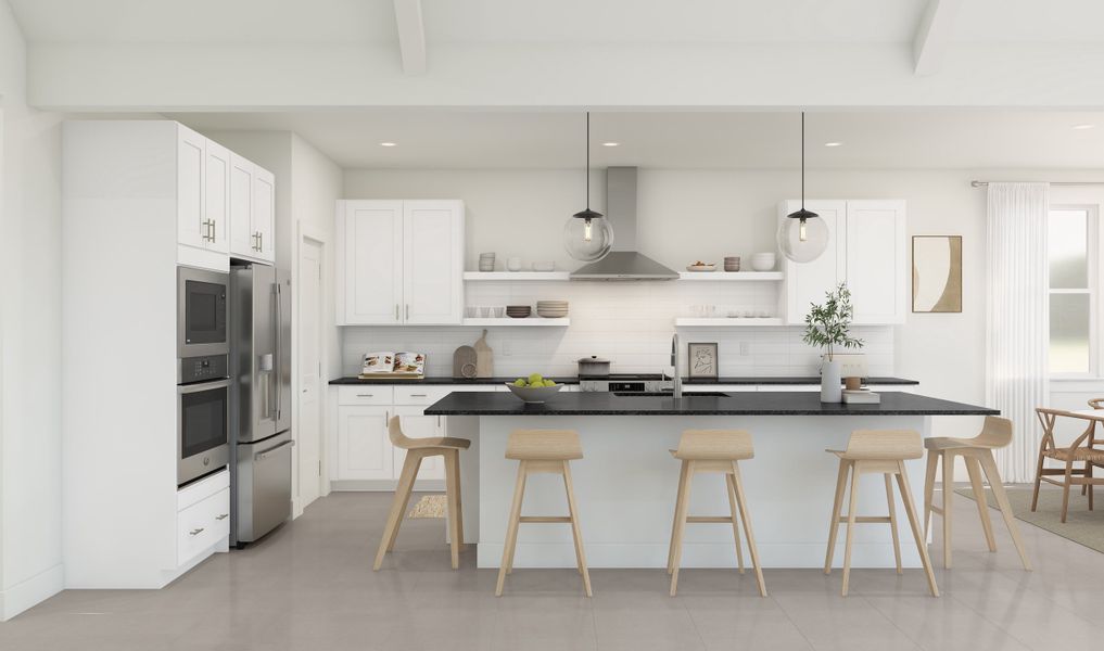 Kitchen with pendant lighting