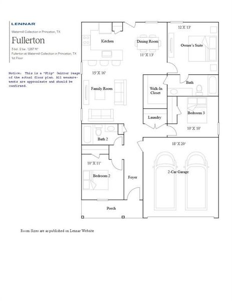 2D floor plan layout of this home in Bridgewater, Princeton, TX (Image 4).
