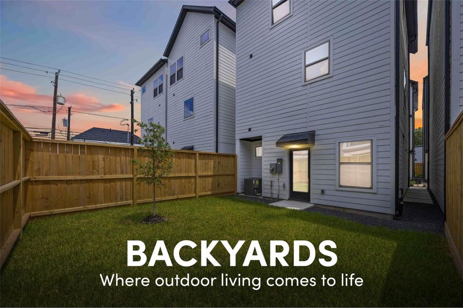 Photo is from previous model home. Backyard sizes vary. Photo is from previous model home. Backyard sizes vary.