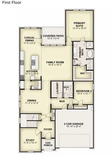 2D floor plan layout for the Courage by Rockwell Homes in South Meadow, Melissa, TX (Image 5).