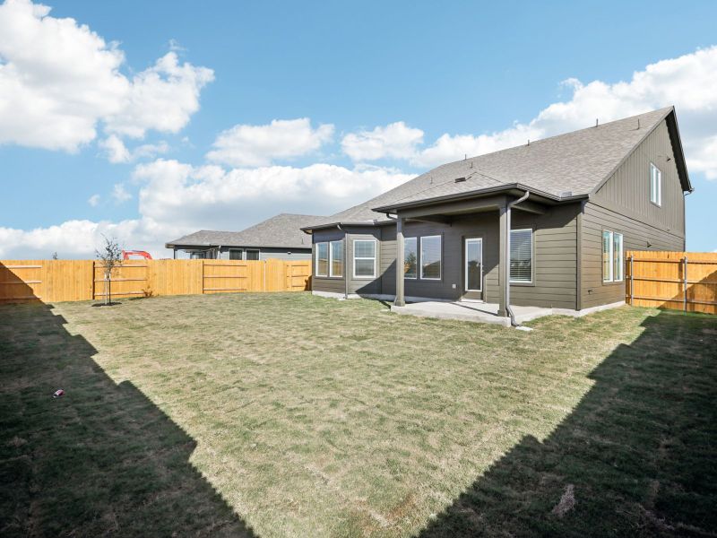 Exterior details and patio area of a home in Prairie Winds - Boulevard Collection, Hutto (Image 3).