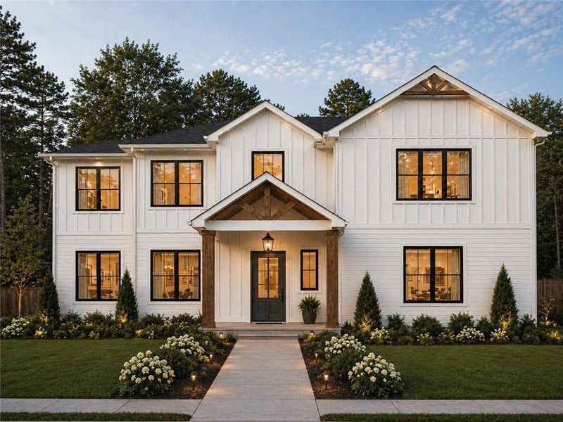 Front exterior of a new home in , Atlanta, GA, highlighting curb appeal (Image 1). Front exterior of a new home in , Atlanta, GA, highlighting curb appeal (Image 1).