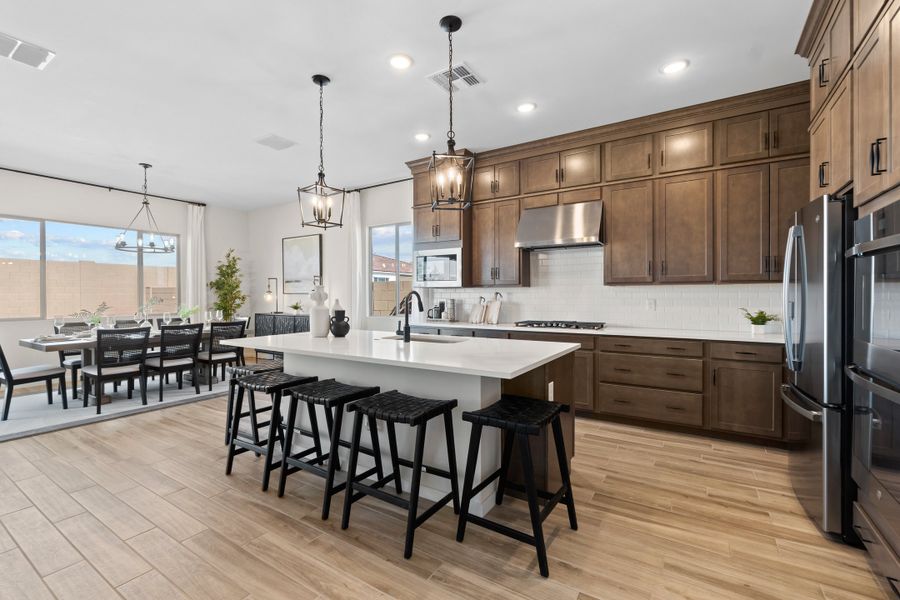 Kitchen with pendant lighting