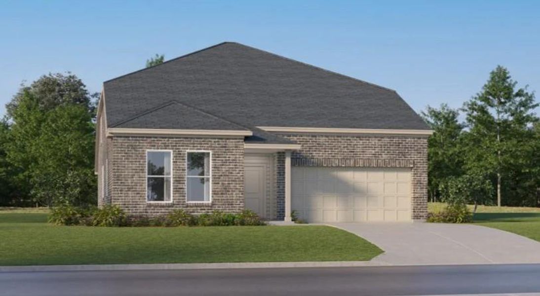 Front exterior of a new home in Synova: Classic Collection, Crosby, TX, highlighting curb appeal (Image 1). Front exterior of a new home in Synova: Classic Collection, Crosby, TX, highlighting curb appeal (Image 1).