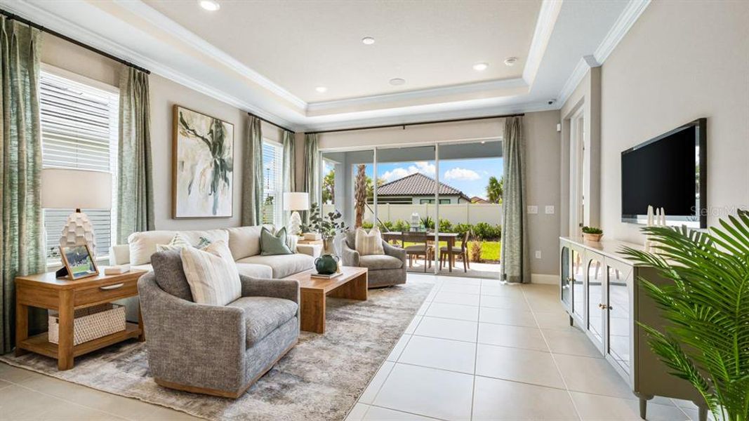 Furnished interior view inside a new home in Esplanade at Wiregrass Ranch, Wesley Chapel (Image 4).