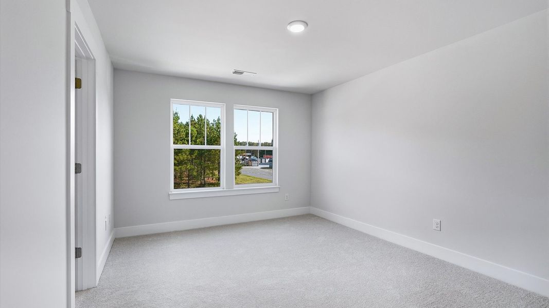 Notable bedroom offering soft carpet, a walk-in closet, and expansive windows overlooking the yard in Fountain Inn, SC Notable bedroom offering soft carpet, a walk-in closet, and expansive windows overlooking the yard in Fountain Inn, SC