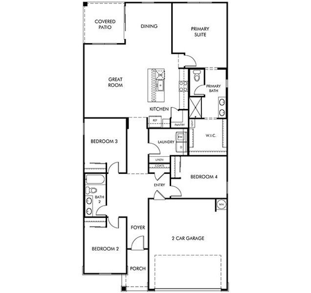 2D floor plan layout of this home in Mountain View Estates Reserve Series, Buckeye, AZ (Image 1). 2D floor plan layout of this home in Mountain View Estates Reserve Series, Buckeye, AZ (Image 1).