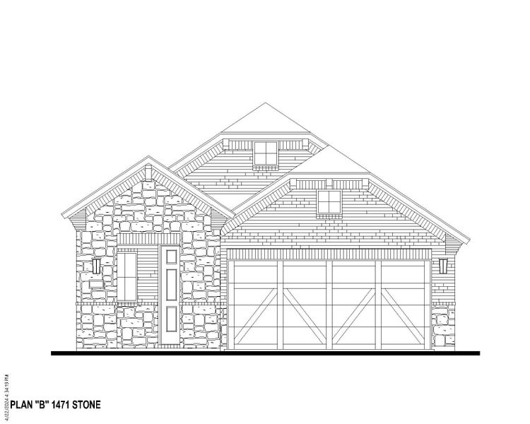 Plan 1471 Elevation B w/ Stone