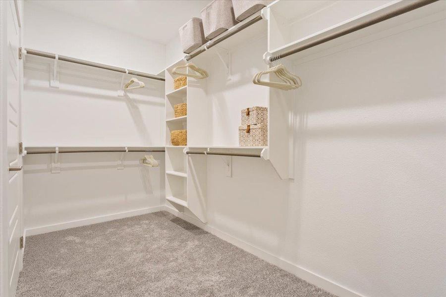 Walk in closet with light colored carpet Walk in closet with light colored carpet