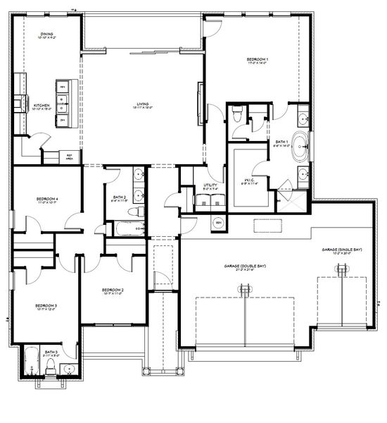2D floor plan layout for the Kickapoo Creek by Flintrock Builder in Rosenthal Estates, Lorena, TX (Image 3).