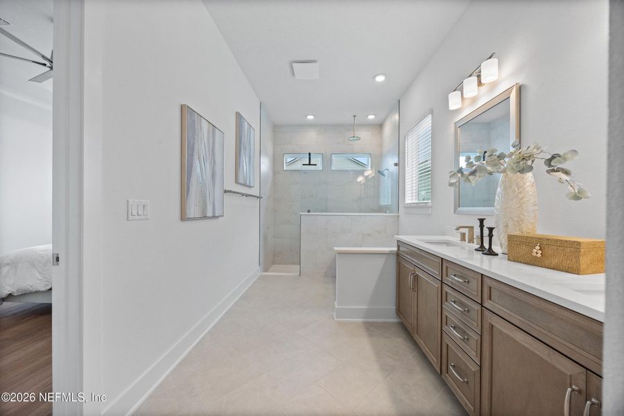 Furnished interior view inside a new home in Oak Grove at SilverLeaf 60’, St. Augustine (Image 28).