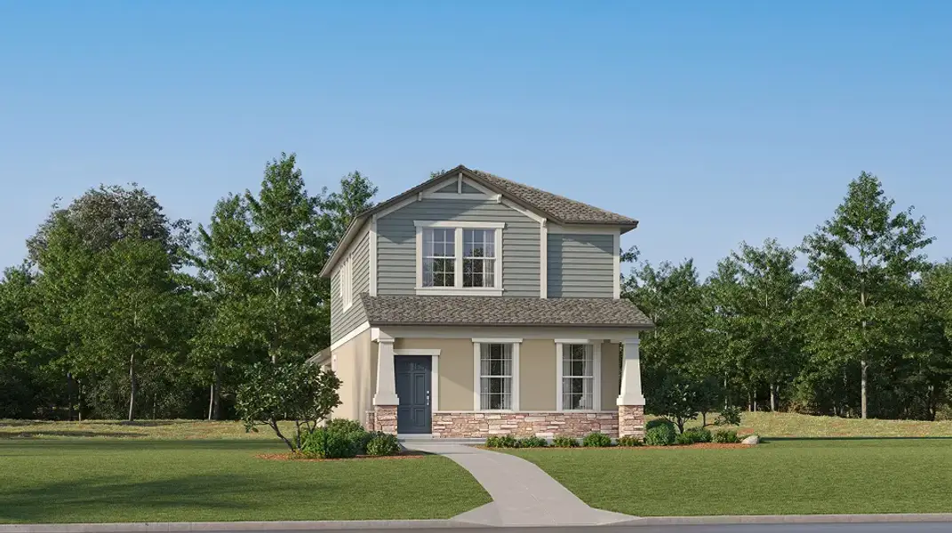 Front exterior of a new home in New Port Corners, New Port Richey, FL, highlighting curb appeal (Image 1). Front exterior of a new home in New Port Corners, New Port Richey, FL, highlighting curb appeal (Image 1).