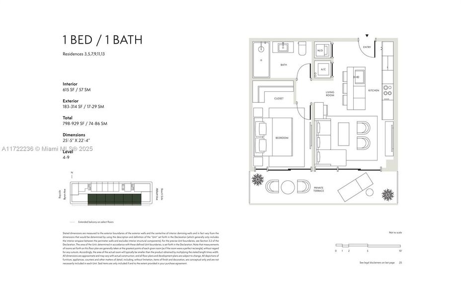 2D floor plan layout of this home in Ella Miami Beach, Miami Beach, FL (Image 1).