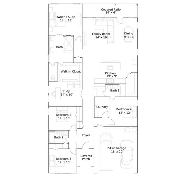 2D floor plan layout of this home in The Highlands, Porter, TX (Image 2). 2D floor plan layout of this home in The Highlands, Porter, TX (Image 2).