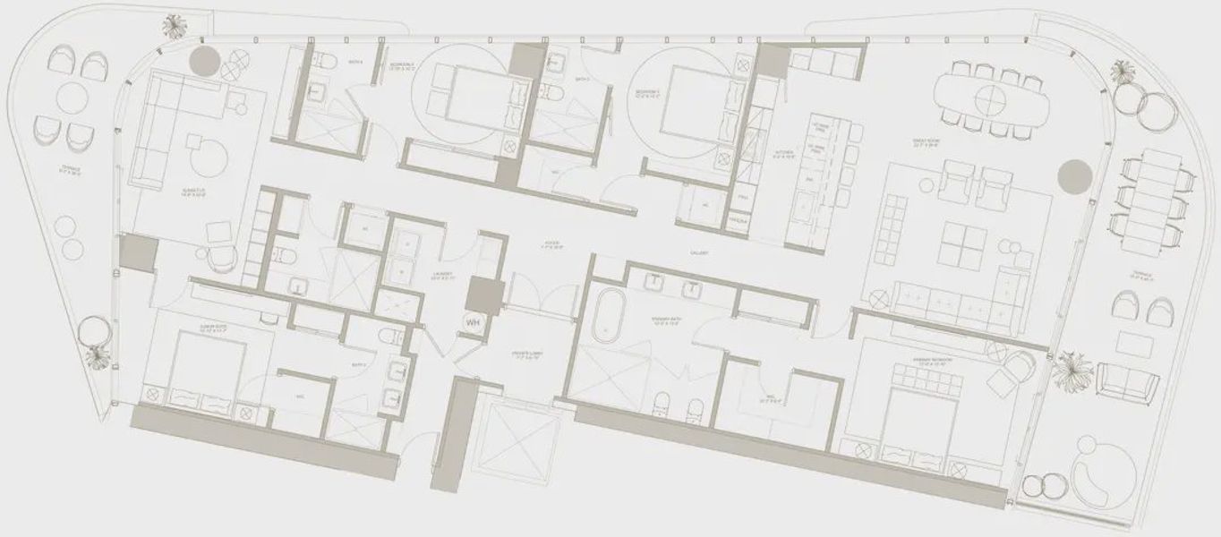 2D floor plan layout for the SKY 04 by Fortune International Group in The Ritz-Carlton Residences, Pompano Beach - The Beach Tower, Pompano Beach, FL (Image 1).