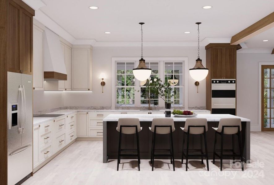 spacious chef kitchen